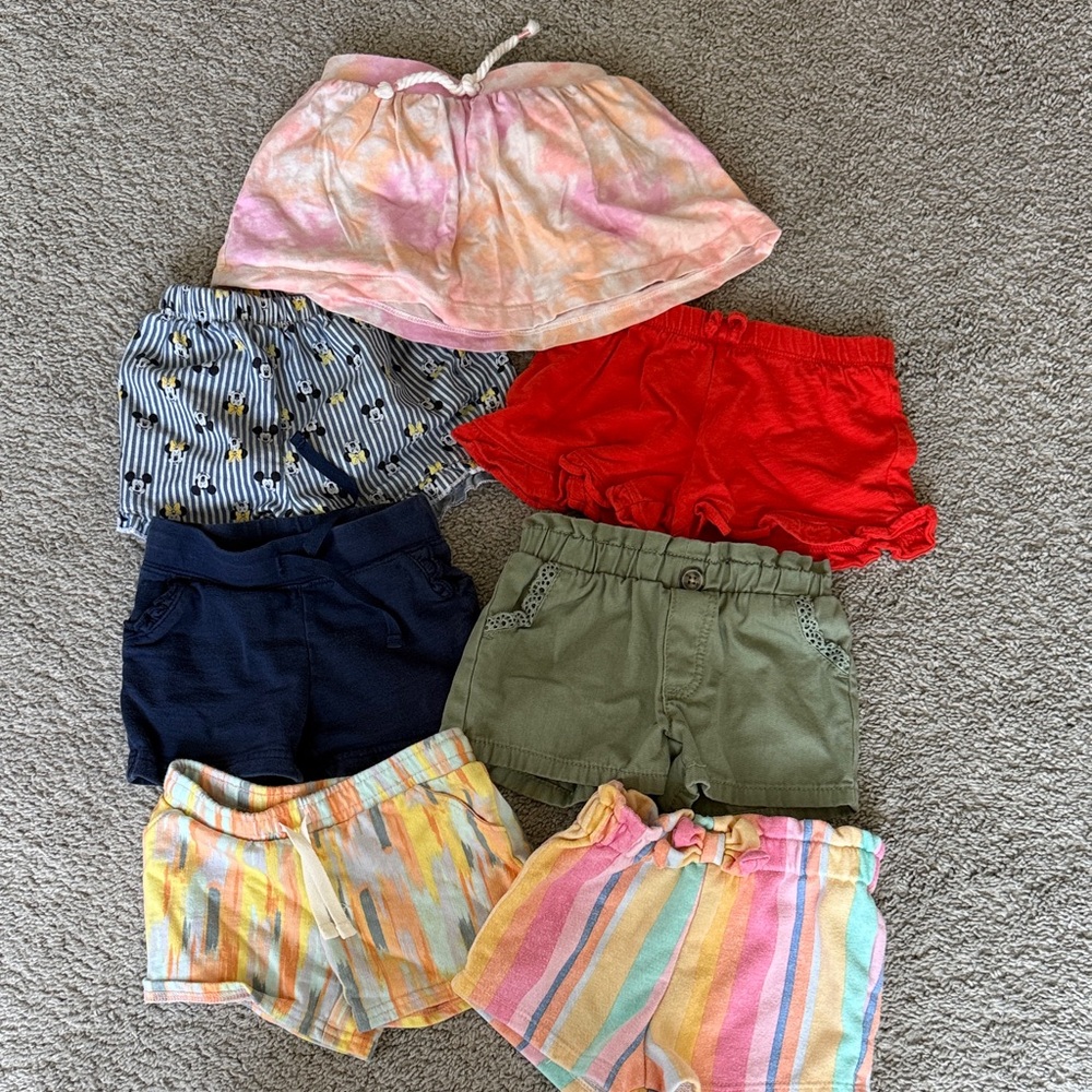 Girls 7-Piece Mixed Shorts & Skort Bundle - Multicolor